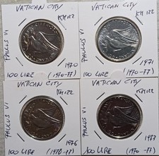 Città del Vaticano LOTTO 4 MONETE DA  100 lire - 1970 - 71 - 73 - 76
