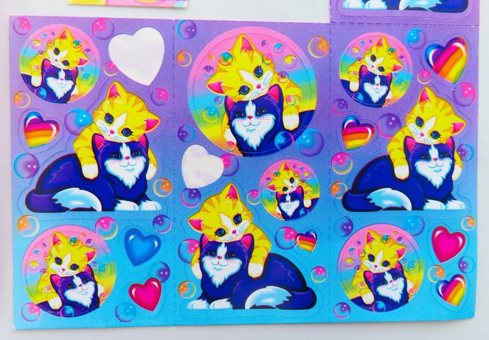 Lisa Frank Pegatinas Gato Desplegamientos De Colección Arco Iris Pascua Corazón Animal Nostálgico Foto 2 de 4