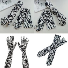 Unique Gloves Zebras Pattern Long Gloves for Halloween for Women and Girls