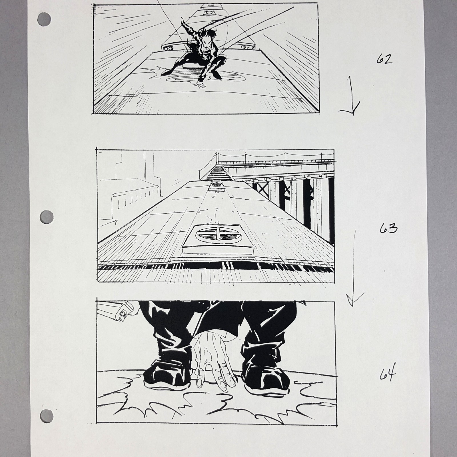Image 3 of The Matrix Production Used Storyboard Trinity Chase CH62-64 Movie Prop