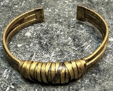 Vintage African Tribal Brass Coiled Wire Cuff Bracelet