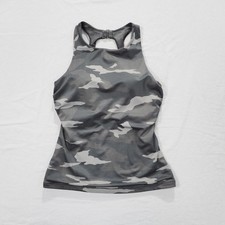 Athleta Tankini Swimsuit Top Womens 34D/DD Gray Camo Racerback Adjustable Strap