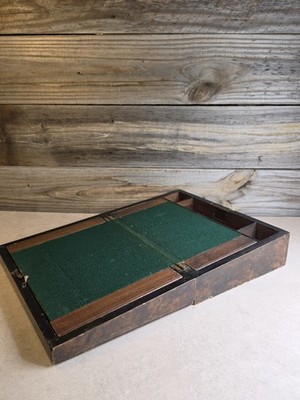 Antique Writing Slope Box Green Felt Surface Two Closed Compartments 16''x11.5'' 