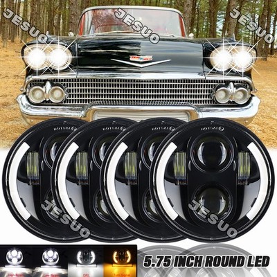 4pcs 5.75'' 5-3/4'' LED Projector Headlights Hi/Lo Beam For Chevy Bel Air Corvette
