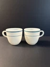 Vintage Pyrex Mugs 8 oz Set of 2, Milk Glass w/Blue Stripes By Corning 723