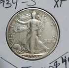 1934 S Walking Liberty Half Dollar 50C CIRCULATED 90% Silver