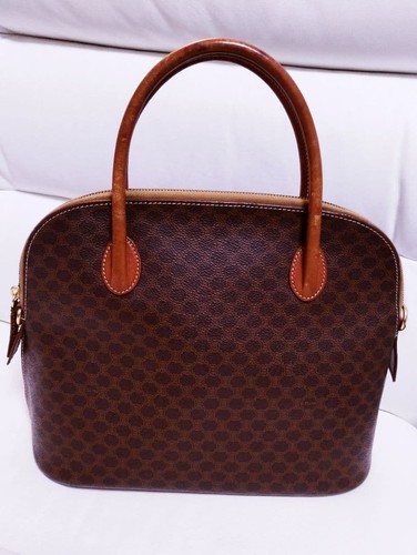 CELINE Macadam Pattern Leather Tote Bag Brown PVC Authentic Classic Handbag