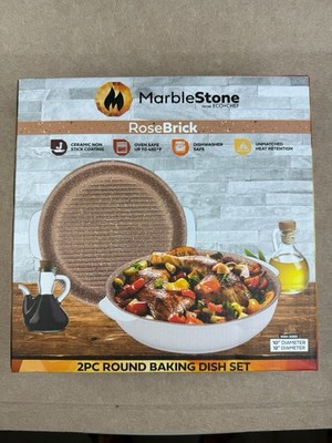 ECO+CHEF MarbleStone RoseBrick 2-Piece Round Baking Dish Set   10  & 12 