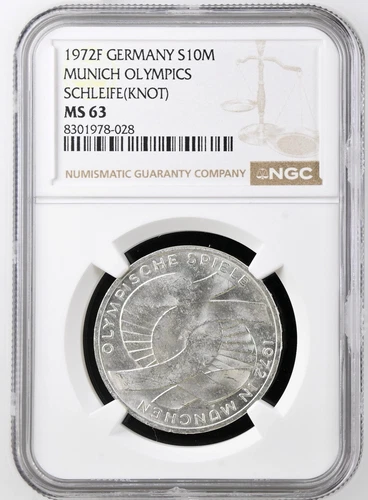Germany 10 Mark 1972 F NGC MS63 UNC Silver Munich Olympics