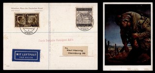 DR WHO 1943 GERMANY WWII DIENSTPOST ADRIA LAIBACH KUNST CARD MIXED FRANK R82126