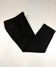 Ralph Lauren Purple Label Wool Flannel Charcoal Gray Flat Front Trousers 30x28