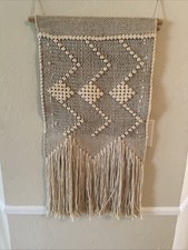 bohemian-style woven geometric wall hanging 18  x 32  
