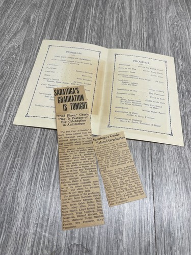 Santa Clara California Diploma from 8th Grade & Commencement Program 1938 - Picture 12 of 17