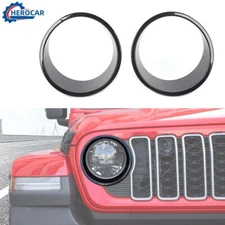 2X Front Headlight Lamp Frame Guard Cover Trim for Jeep Wrangler JL JT 2024 2025