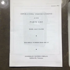 Powermatic Model 100 12” Planer Operating Instructions & Parts Manual