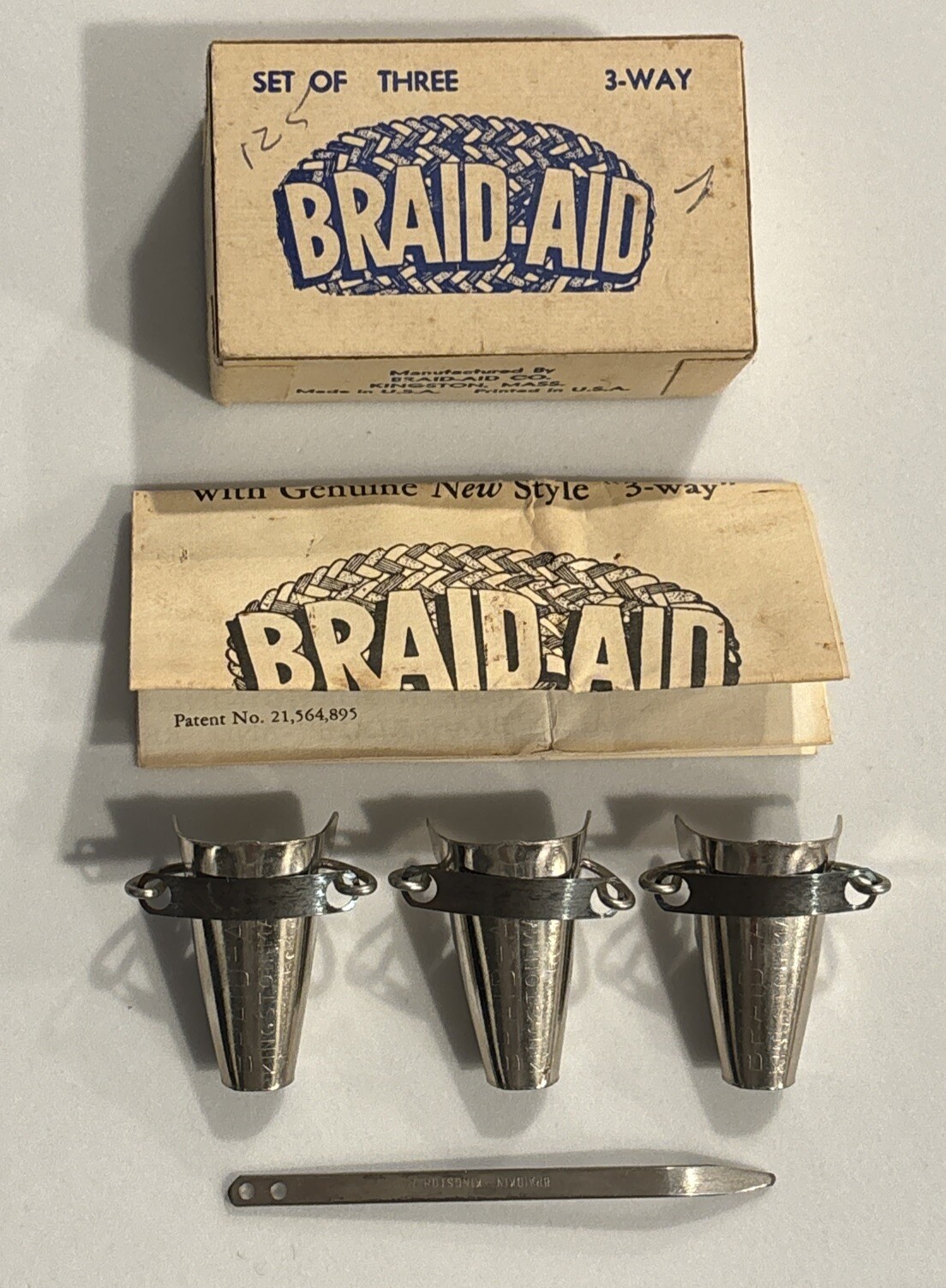Vintage BraidAid Set of 3 Braided Rug Making Tools 3 Way Fabric
