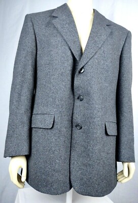 BILL BLASS Men's 100% Camel Hair 3 Button Grey Button Up Formal Jacket Blazer