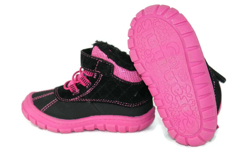 Botas forradas de piel sintética rosa y negro Garanimals para niñas pequeñas  Foto 2 de 4