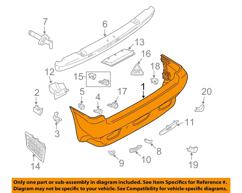 Conjunto de parachoques trasero usado se adapta a: BMW X5 2002 3,0 L sin asistencia de estacionamiento grado trasero Foto 3 de 4