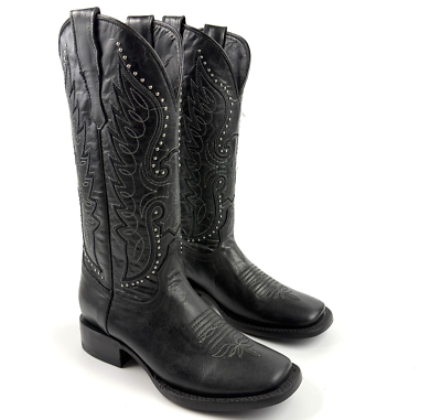 WOMENS BOTAS VAQUERAS OLDEN NEGRO SMOOTH BEAUTIFUL LEATHER HANDGRAFTED BOOTS