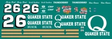 #26 Rudd - Bodine - Kinser Quaker State Buick - Ford 1/43rd Scale Slot Car Decal