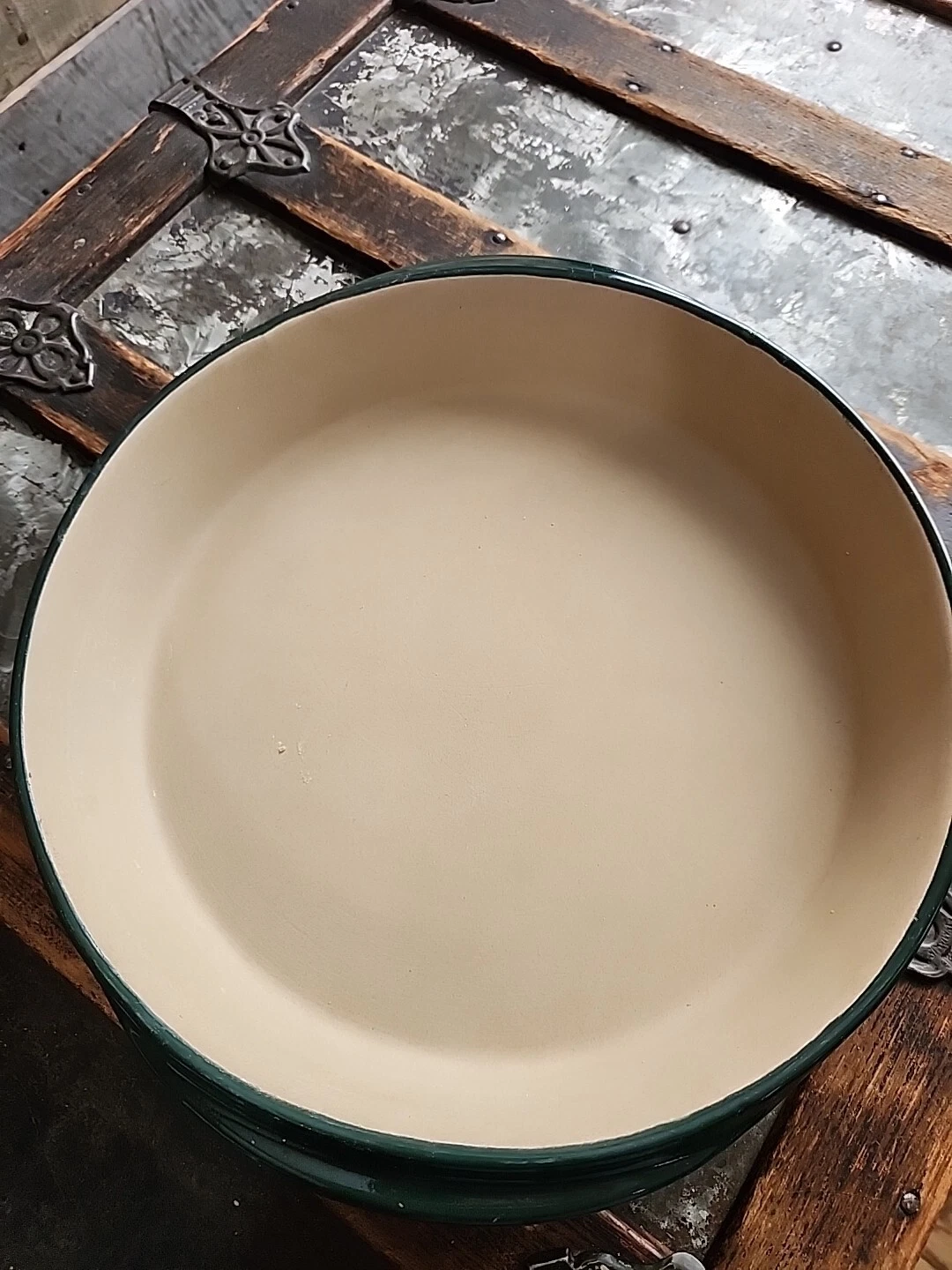 PAMPERED CHEF STONEWARE Family Heritage Forest Green 11" ROUND DEEP BAKING DISH