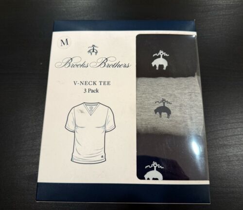 $42.5 New Brooks Brothers V Neck Cotton T Shirts Tshirt Clothes Top Medium M
