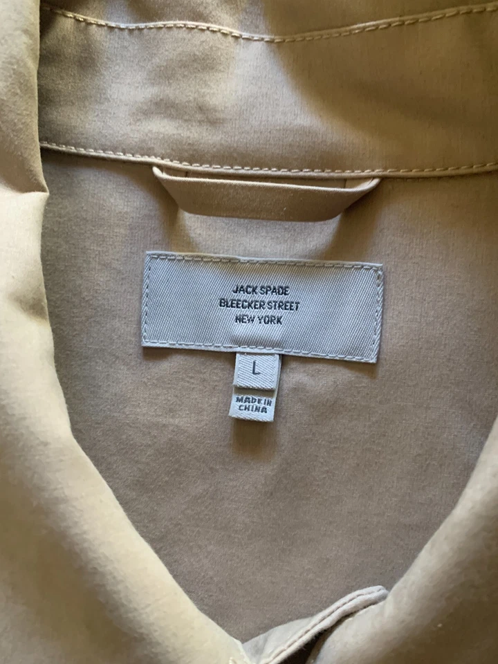 JACK SPADE Mac Rain Coat Masculino GRANDE BEGE SEM FORRO ALGODÃO LIGADO NOVO (SEM ETIQUETAS) - Imagem 2 de 4