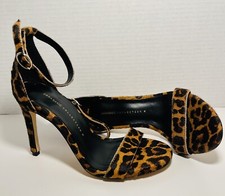 Zara Collection Strappy 3.5  Heel Animal Print Shoes Open Toe Adjustable Size 5