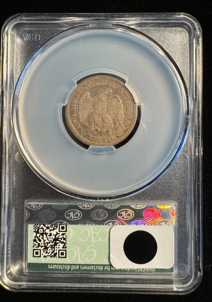 CACG G6 1875-CC Twenty Cent Piece CAC Graded Carson City 20c - Image 2 of 2