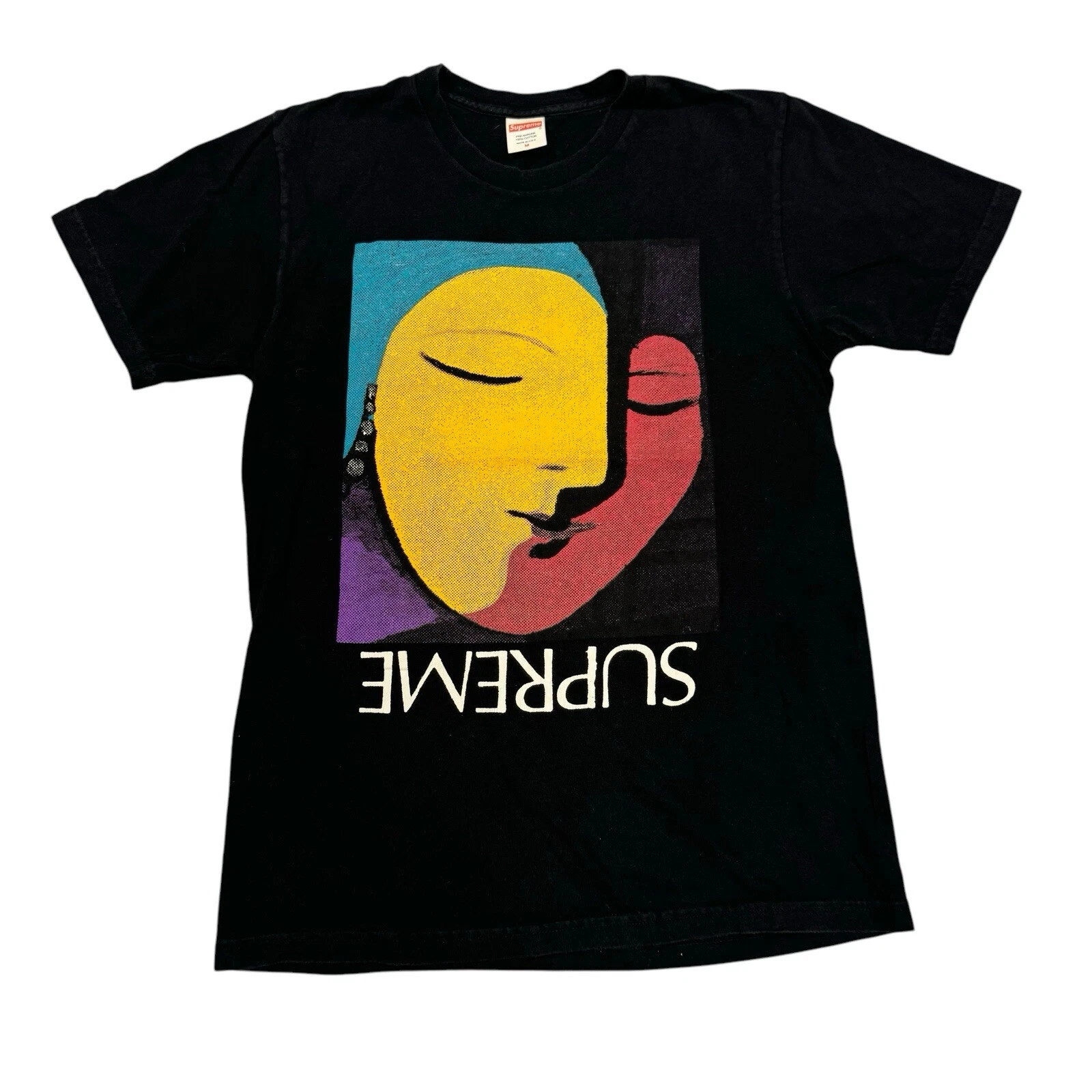 T shirt art abstrait suprême taille moyenne Picasso SS17 noir évasé