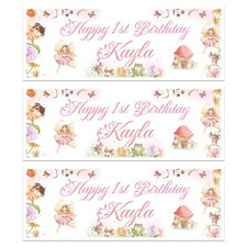 PERSONALISED FAIRY BIRTHDAY CHILDRENS BANNER  NAME  PARTY