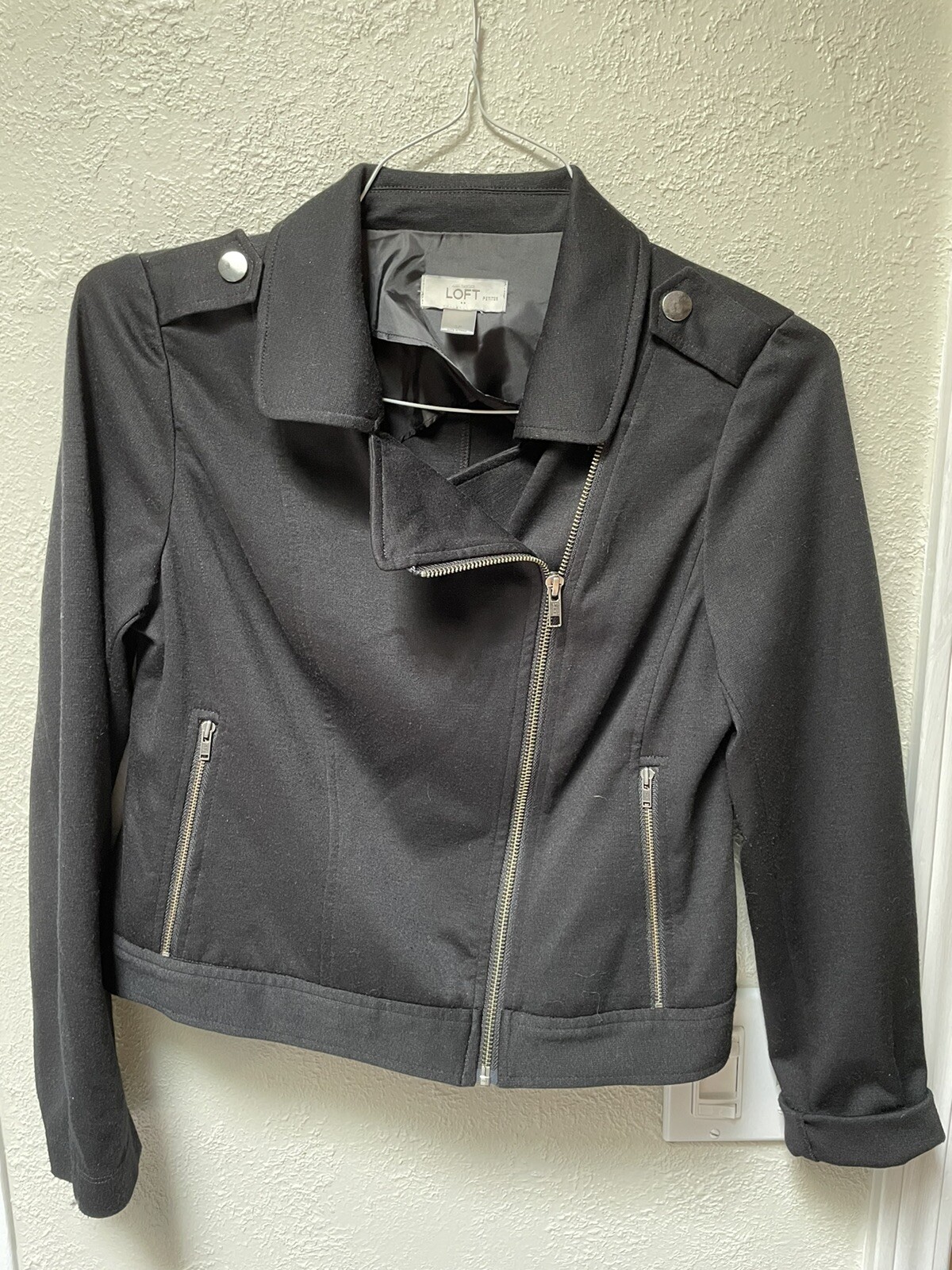 Loft Asymmetrical Zip Moto Jacket Black 