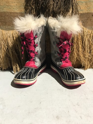 Sorel Youth Gray/Pink Insulated Waterproof Winter Snow Boots US Girls Size 4 - Picture 4 of 8