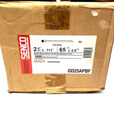 SENCO # GD25APBF 2-1/2" X 0.131" ROUND HEAD - SMOOTH SHANK COIL NAILS (BX 6000)