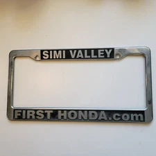 Simi Valley First Honda California Car Plastic Silver License Plate Frame