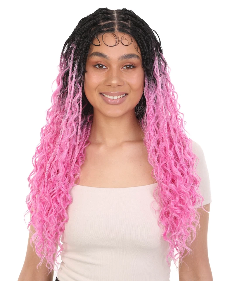 LUXE Grace 25 pulgadas completo atado a mano Boho Box trenzas peluca con pelo de bebé Foto 2 de 4