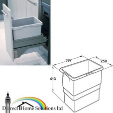 Hailo Euro Cargo S System 30 Litre Replacement Kitchen Bin, INNER WASTE BIN ONLY