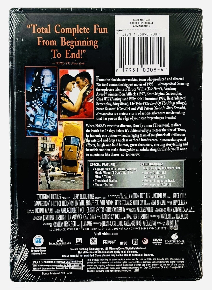 Armageddon (DVD,1998) Widescreen ~ Bruce Willis,Ben Affleck