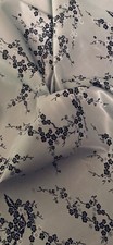 Silver Black Blossom Flower Chinese Brocade Fabric 45'' PRICE PER METER