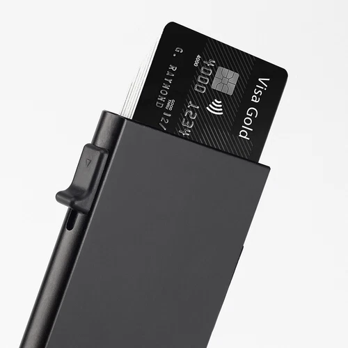 Slim Mens Card Holder Metal RFID Blocking Minimalist Pop Up Wallet for Men - Picture 8 of 9