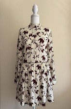 GANNI Maxwell Crepe Floral Print Ivory Women Dress Size XS UK6