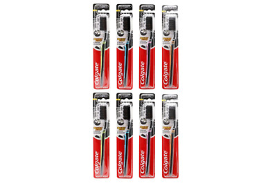 8 Stück x Colgate Medium Double Action Kohlezahnbürste verschiedene Farben