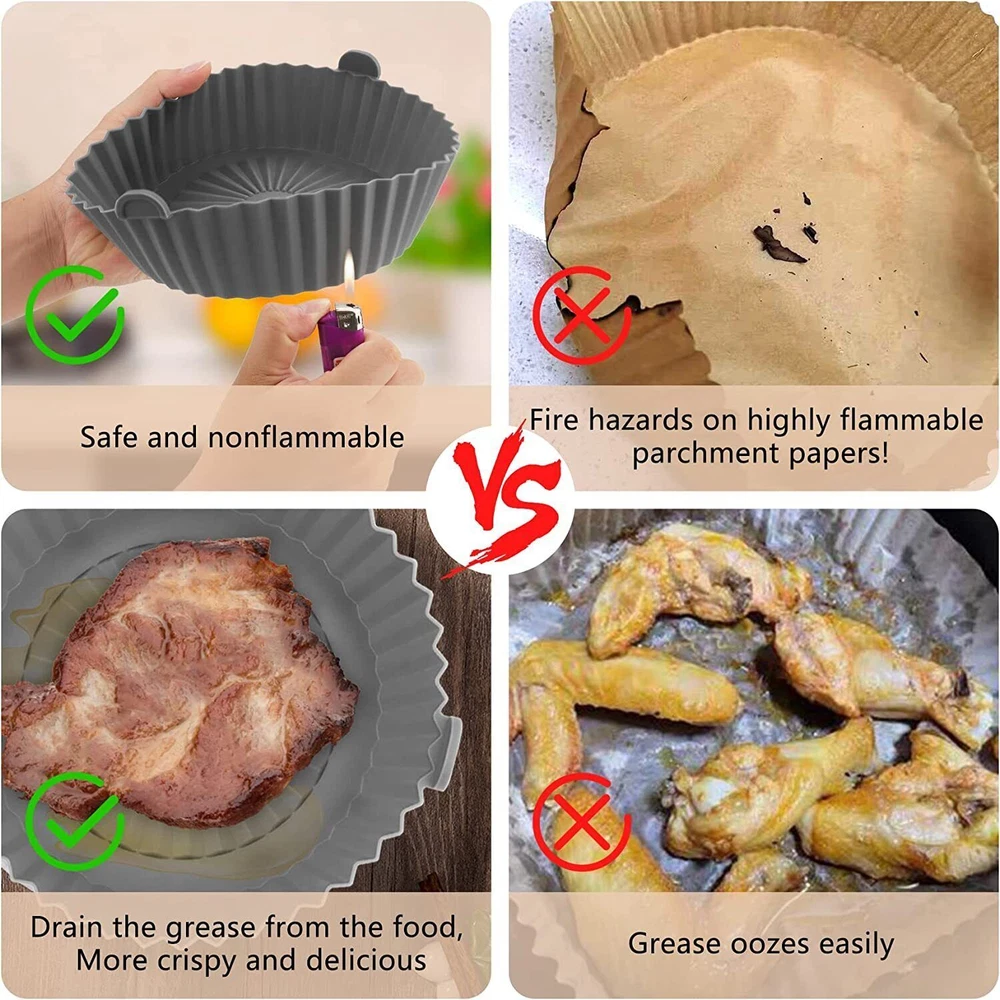 Air Fryer Pot Air Fryer Basket Linings Non-Stick Safe Silicone Oven Baking Tray Air Fryer Pot Air Fryer Basket Linings Non-Stick Safe Silicone Oven Baking Tray