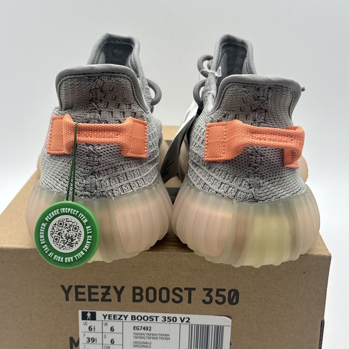 Size 6.5 - adidas Yeezy Boost 350 V2 True Form Grey Orange Size 6.5 - adidas Yeezy Boost 350 V2 True Form Grey Orange