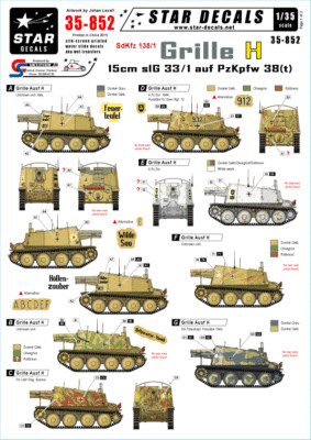 Star Decals 1/35  Grille H, 15cm sIG 33 auf Pz 38(t) Sd.Kfz.138/1 decals 35852 x