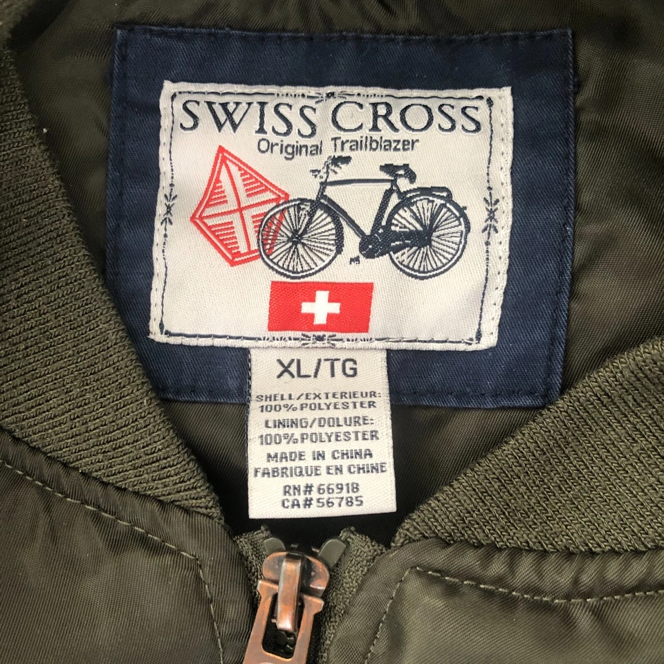 Chaqueta Trailblazer Swiss Cross Original Para Hombre XL Verde Satinado Táctico Cremallera Bombardero Foto 2 de 4