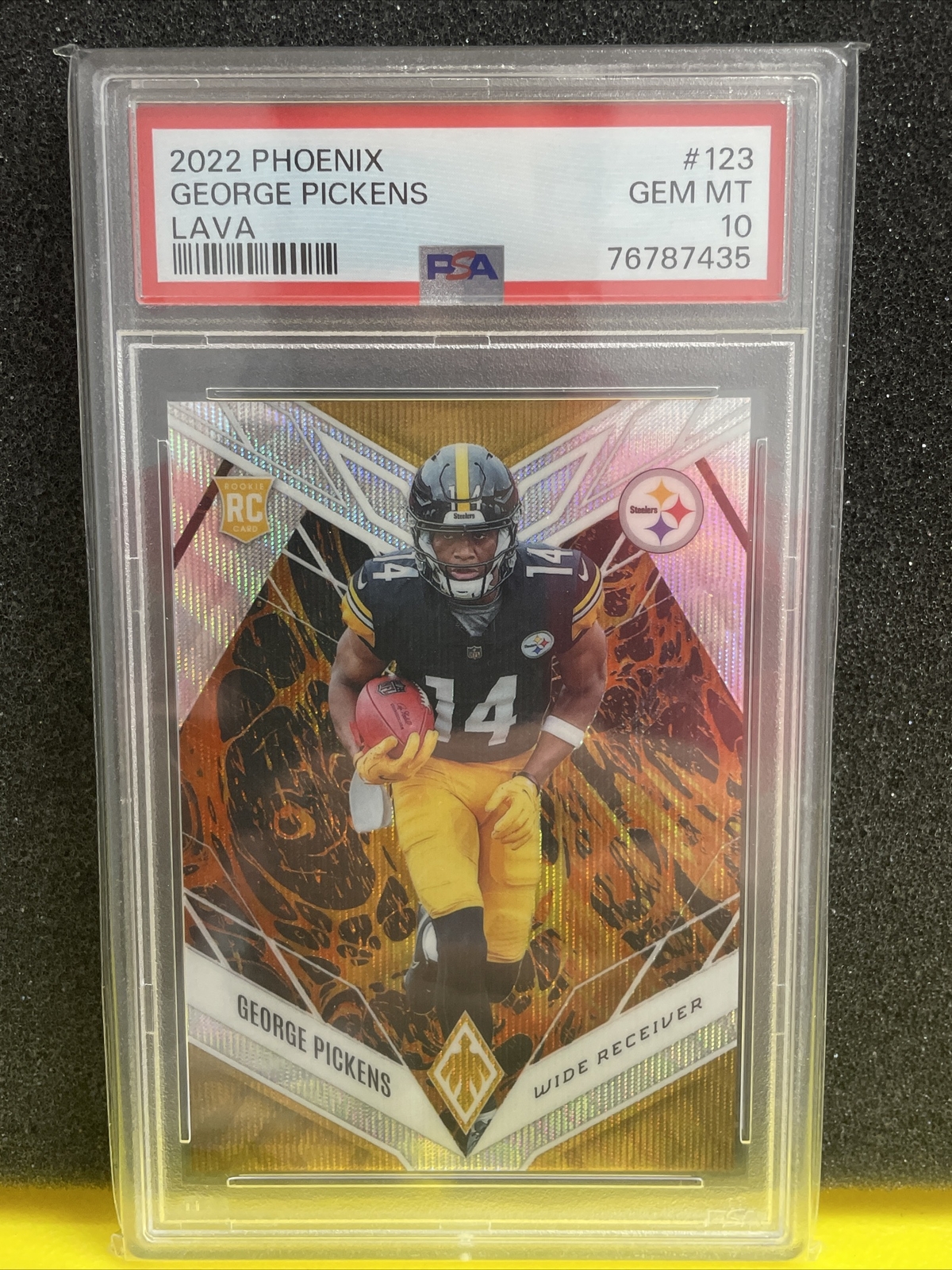2022 Panini Phoenix George Pickens (RC) #123 LAVA 88/175 Steelers PSA 10 GEM
