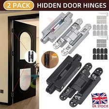 2x Hidden Door Hinges Invisible Concealed 180° Swing 3 Way Adjustable Butt Hinge