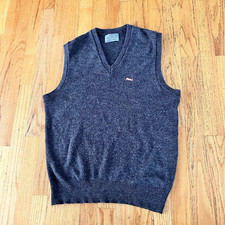 Vintage Le Tigre Vest Size L Gray V-Neck Pullover Wool Blend Sweater USA Grandpa